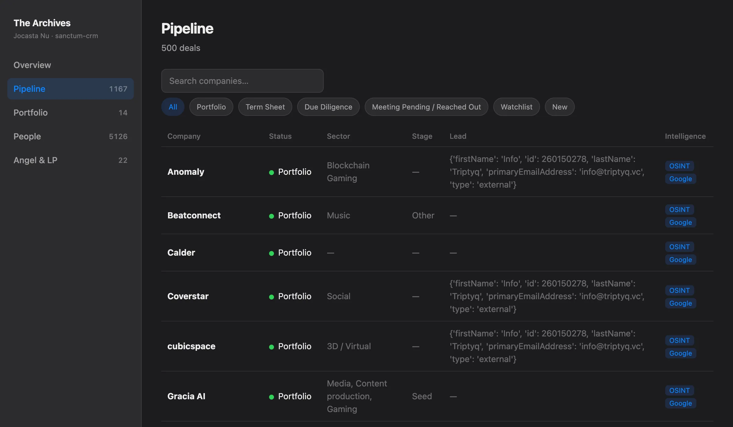 Jocasta routing deal and relationship state into one memory vault, with a partition down the middle