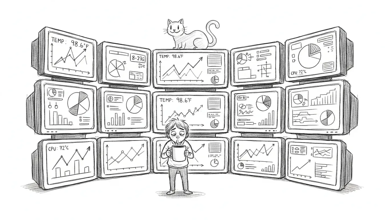 The monitoring wall — every service, every status, one screen
